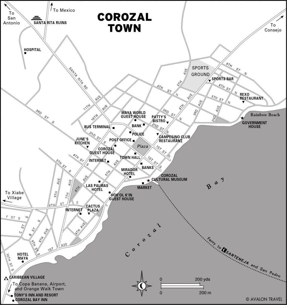 რუკა corozal ქალაქი ბელიზი