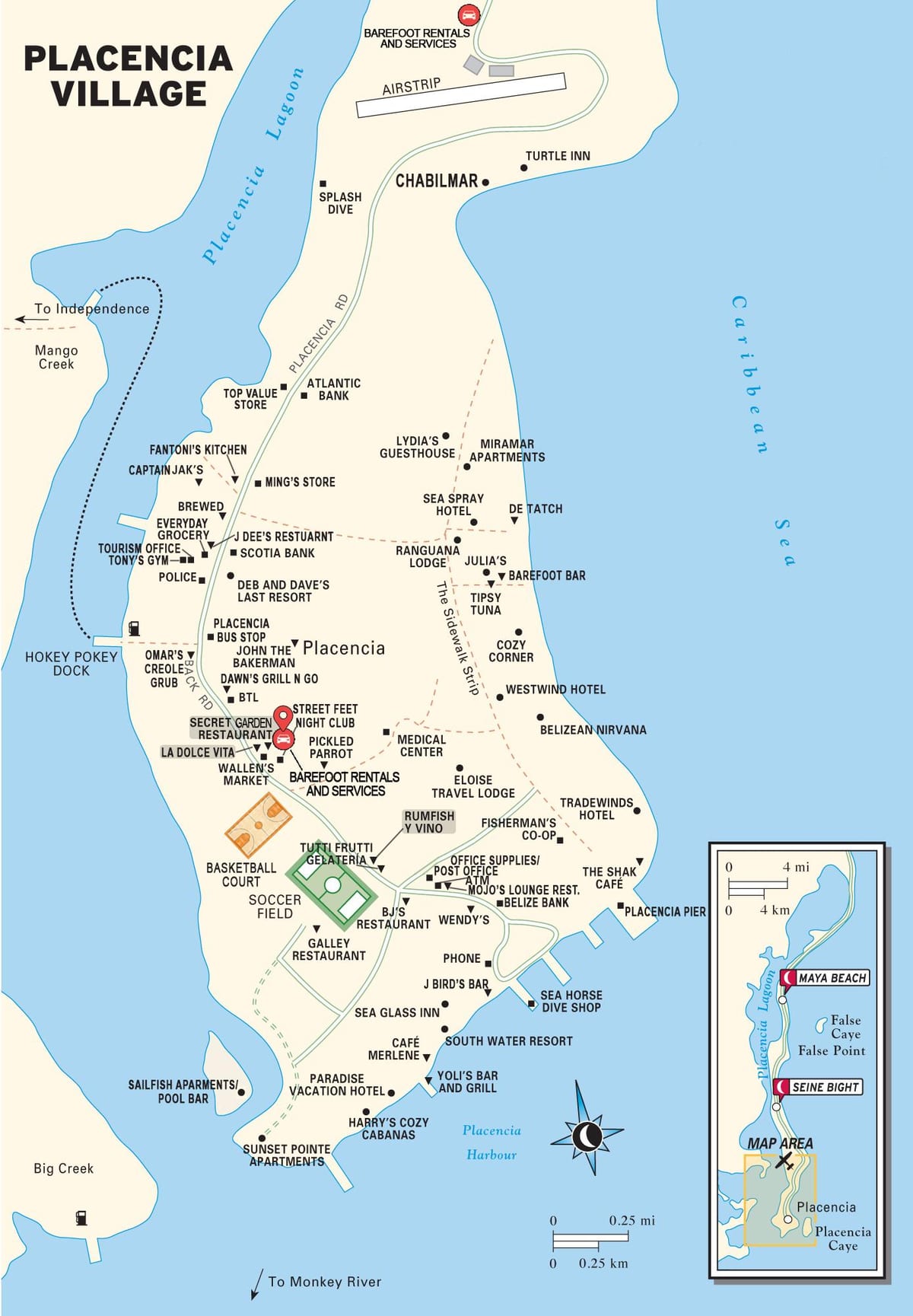 რუკა placencia სოფელ ბელიზი