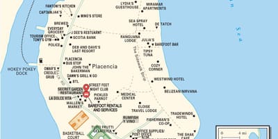 რუკა placencia სოფელ ბელიზი